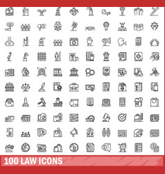 100 Law Icons Set Outline Style