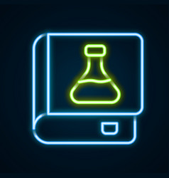 Glowing Neon Line Chemistry Book Icon Isolated