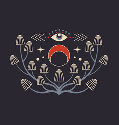 Witchcraft Esoteric Symbol With Mushrooms And Moon