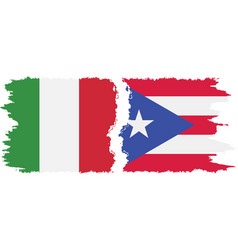 Puerto Rico And Italy Grunge Flags Connection