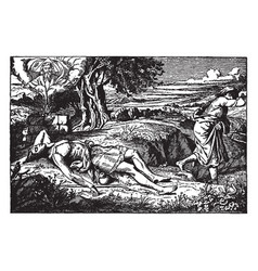 Cain And Abel- Runs Away As Abel Lies Dead