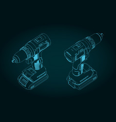 Cordless Drill Isometric Blueprint