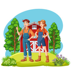 Farmer Couple In Farm Scene