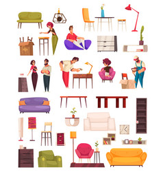 Furniture Store Cartoon Set