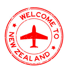 Grunge Red Welcome To New Zealand With Airplane