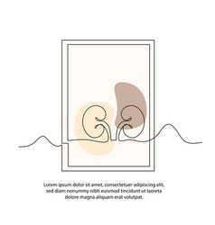 One Line Kidney Human Organ Poster Drawing