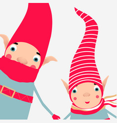 Stock With 2 Cute Christmas Elves In A Striped