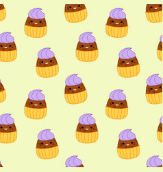 Chocolate Cupcake On Seamless Pattern