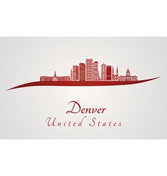 Denver Skyline In Red