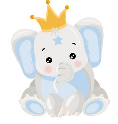 Blue Baby Elephant With Crown