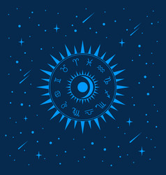 Blue Zodiac Circle On A Dark Starry Space