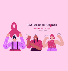 Breast Cancer Awareness Month Diverse Young Women