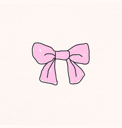 Hand Drawn Pink Bow On A Beige Background