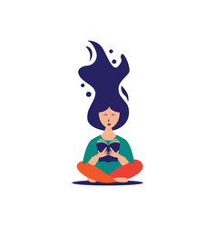 Meditation Woman Reading Book Study Design Element