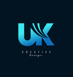 Creative Blue Letters Uk U K Logo With Leading