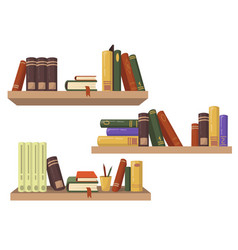 Three Wooden Bookshelves With Various Books