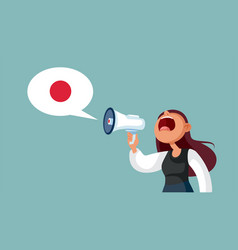 Woman Holding A Megaphone Speaking Japanese