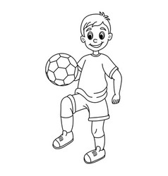 Cartoon Boy With Soccer Ball For Coloring Page