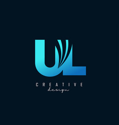 Creative Blue Letters Ul U L Logo With Leading