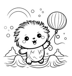 Cute Hedgehog With A Balloon Coloring Book