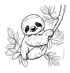 Cute Sloth Hanging On A Tree Branch