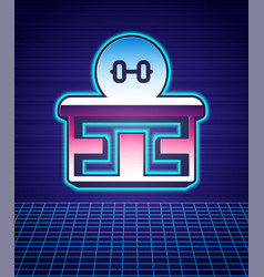 Retro Style Gym Building Icon Isolated Futuristic