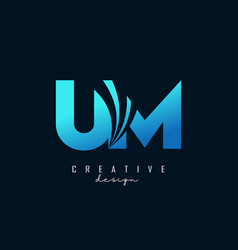 Creative Blue Letters Um U M Logo With Leading