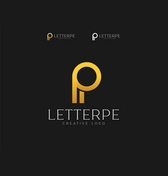 Modern Golden Line Letter P Typography Logo