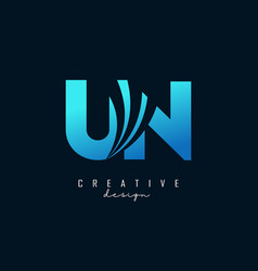 Creative Blue Letters Un U N Logo With Leading