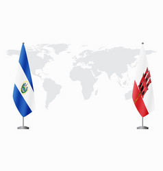 El Salvador And Gibraltar Flags For Official