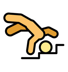 Careless Person Fall Stairs Icon Color Outline