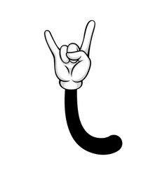 Rock And Roll Gesture Cartoon Hand Black White