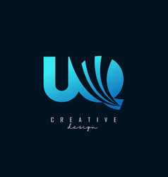 Creative Blue Letters Uq U Q Logo With Leading