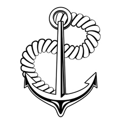 Nautical Anchor With A Coiled Rope