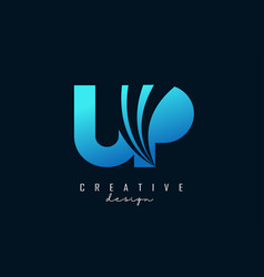 Creative Blue Letters Up U P Logo With Leading