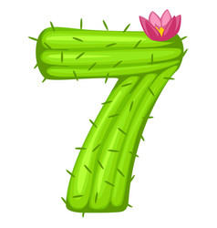 Cartoon Cactus Number 7 With Flower Font Kids