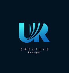 Creative Blue Letters Ur U R Logo With Leading