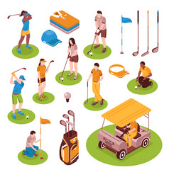 Golf Isometric Icons Set