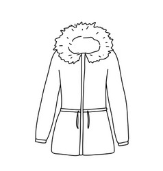 Puffer Winter Parka Isolated On White Doodle