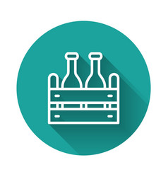 White Line Pack Of Beer Bottles Icon Isolated