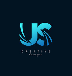 Creative Blue Letters Us U S Logo With Leading