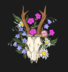 Deer Skull With Meadow Flowers