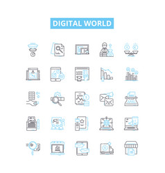 Digital World Line Icons Set Digital