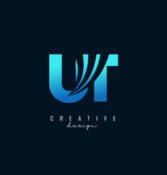 Creative Blue Letters Ut U T Logo With Leading