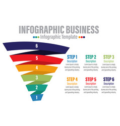 Funnel Infographics Template Six 6 Steps Six 6