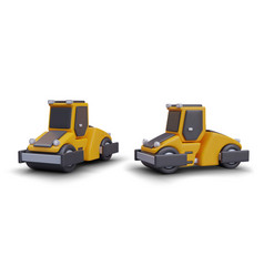 3d Yellow And Black Road Roller View From