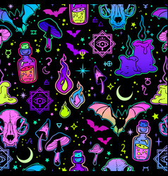 Funny Seamless Of Bright Witchy Elements