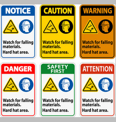 Warning Sign Watch For Falling Materials Hard Hat