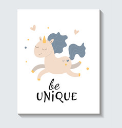 Cute Sticker Running Unicorn With Be Unique