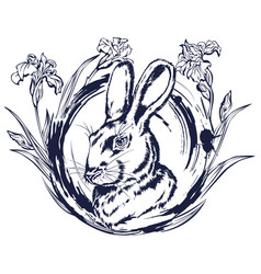 Hand Drawn Portrait Of A Rabbit